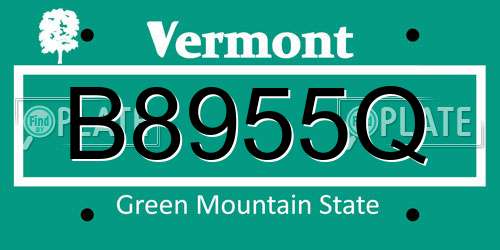B8955Q Vermont License Plate