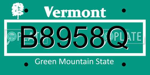 B8958Q Vermont License Plate
