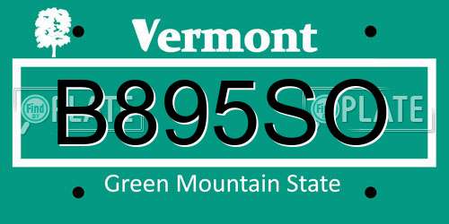 B895SO Vermont License Plate