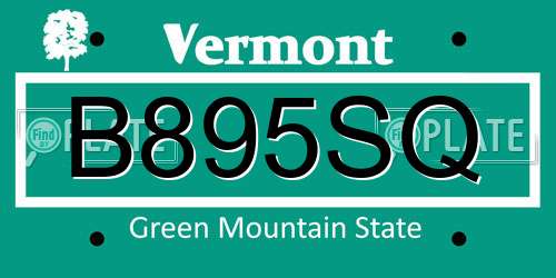 B895SQ Vermont License Plate
