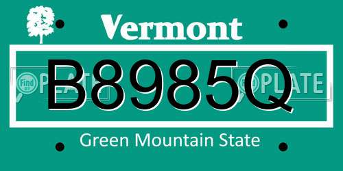 B8985Q Vermont License Plate