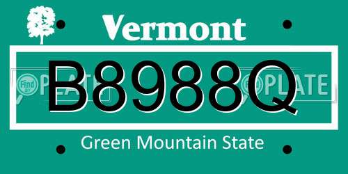 B8988Q Vermont License Plate