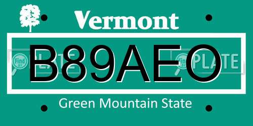 B89AEO Vermont License Plate
