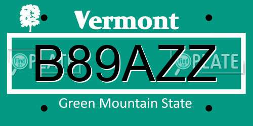 B89AZZ Vermont License Plate