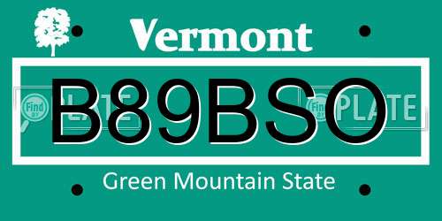B89BSO Vermont License Plate