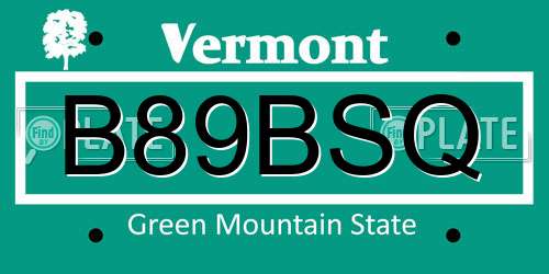 B89BSQ Vermont License Plate