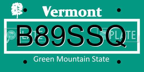 B89SSQ Vermont License Plate