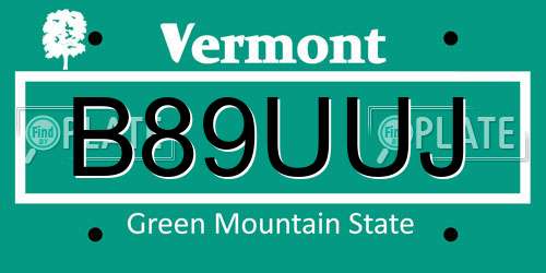 B89UUJ Vermont License Plate