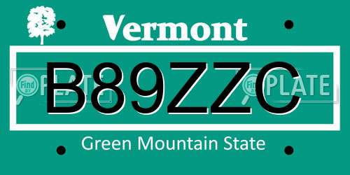B89ZZC Vermont License Plate