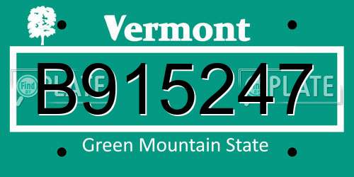 B915247 Vermont License Plate