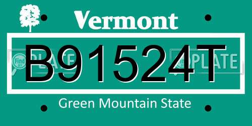 B91524T Vermont License Plate