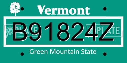 B91824Z Vermont License Plate