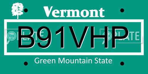 B91VHP Vermont License Plate