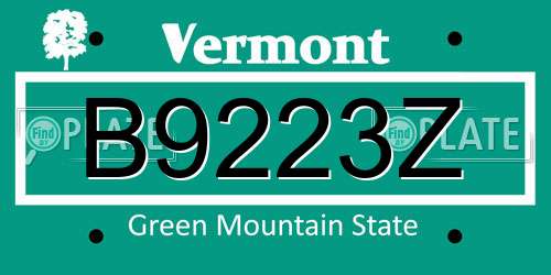 B9223Z Vermont License Plate