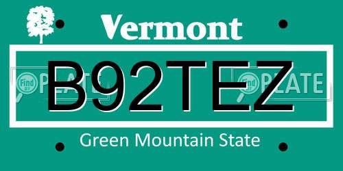 B92TEZ Vermont License Plate