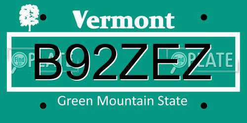 B92ZEZ Vermont License Plate