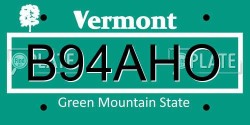 B94AHO Vermont License Plate