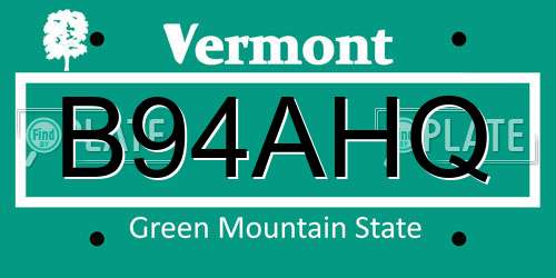 B94AHQ Vermont License Plate
