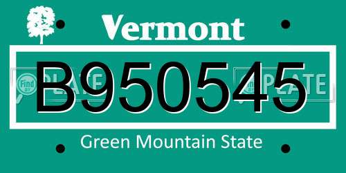 B950545 Vermont License Plate