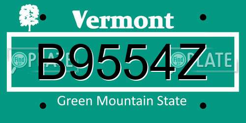 B9554Z Vermont License Plate