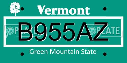 B955AZ Vermont License Plate