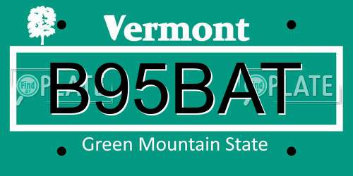 B95BAT Vermont License Plate