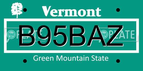 B95BAZ Vermont License Plate