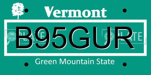 B95GUR Vermont License Plate