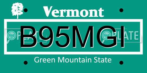 B95MGI Vermont License Plate