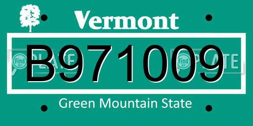 B971009 Vermont License Plate