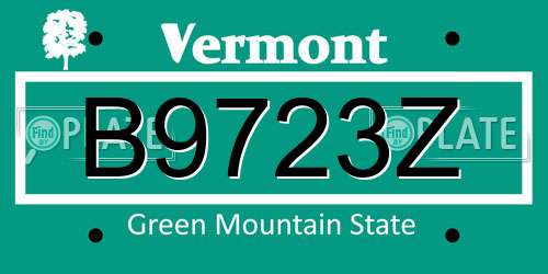 B9723Z Vermont License Plate