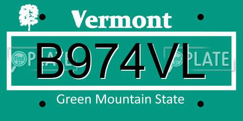 B974VL Vermont License Plate