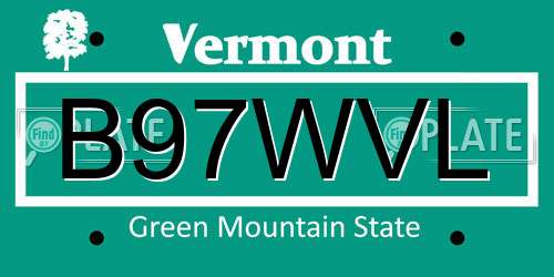 B97WVL Vermont License Plate