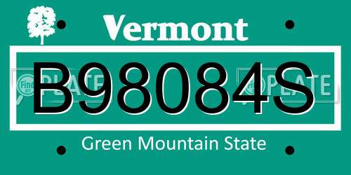 B98084S Vermont License Plate