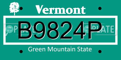 B9824P Vermont License Plate