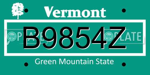 B9854Z Vermont License Plate