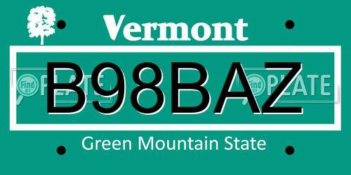 B98BAZ Vermont License Plate
