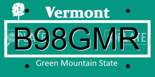 B98GMR Vermont License Plate