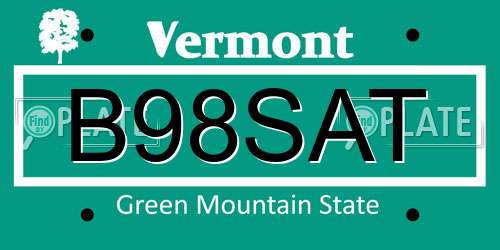 B98SAT Vermont License Plate