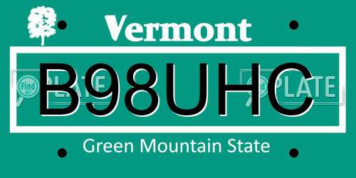 B98UHC Vermont License Plate