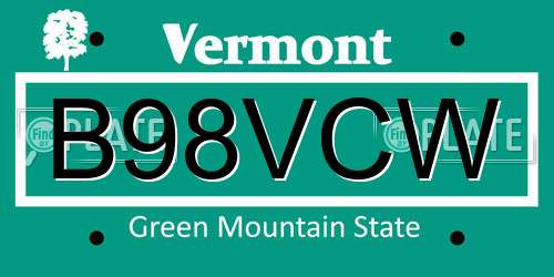 B98VCW Vermont License Plate