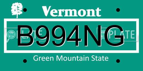 B994NG Vermont License Plate