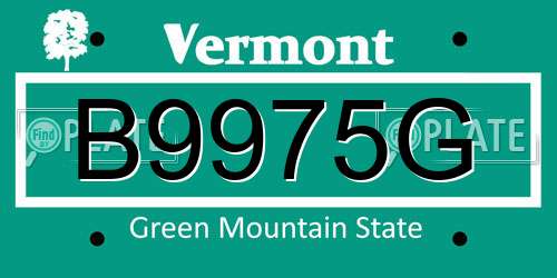 B9975G Vermont License Plate