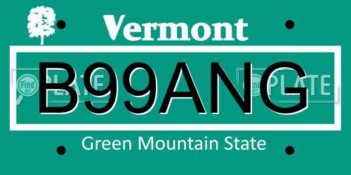 B99ANG Vermont License Plate