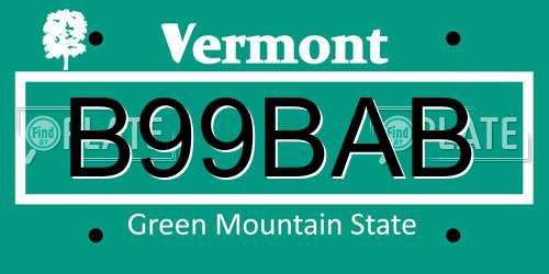 B99BAB Vermont License Plate