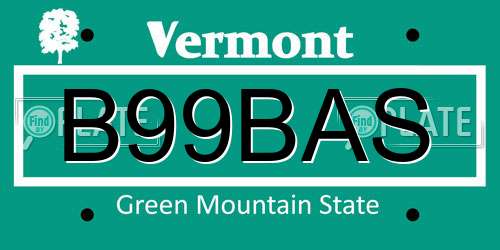 B99BAS Vermont License Plate