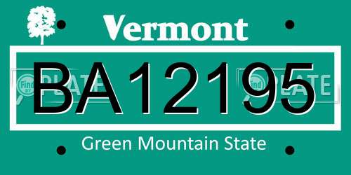 BA12195 Vermont License Plate