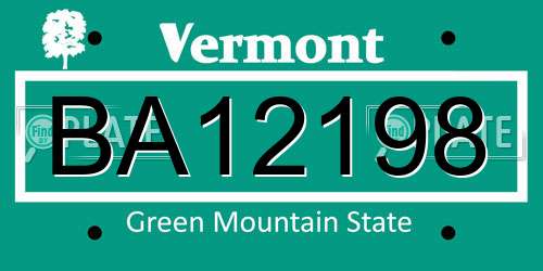 BA12198 Vermont License Plate