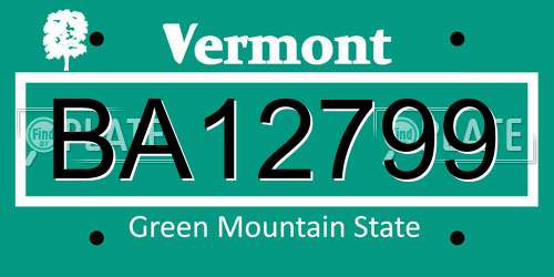 BA12799 Vermont License Plate