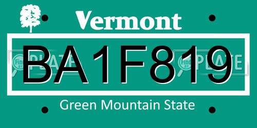 BA1F819 Vermont License Plate